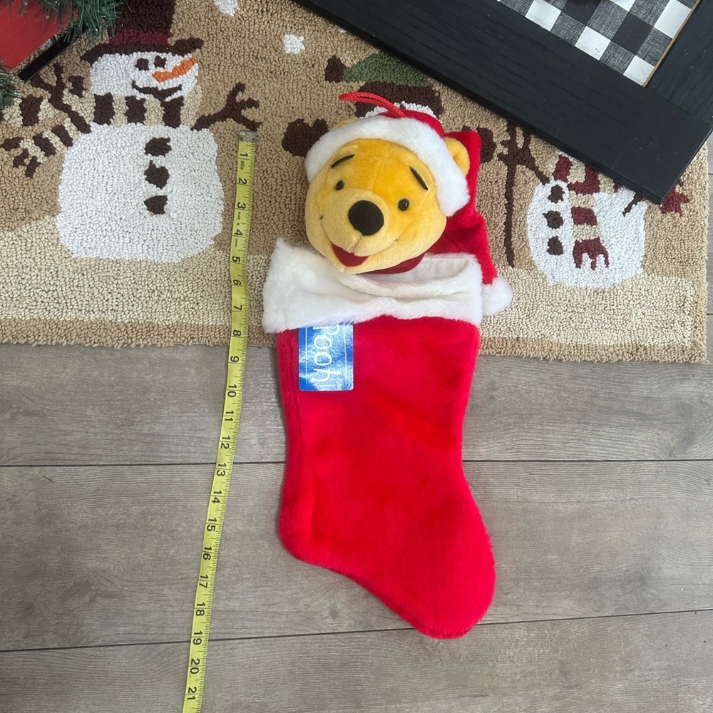 New Vintage Winnie the Pooh Christmas Stocking Pooh Bear Plush 3D New with Tags - Picture 13 of 16